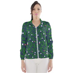 Leaves Flowers Green Background Nature Women s Windbreaker by Ravend