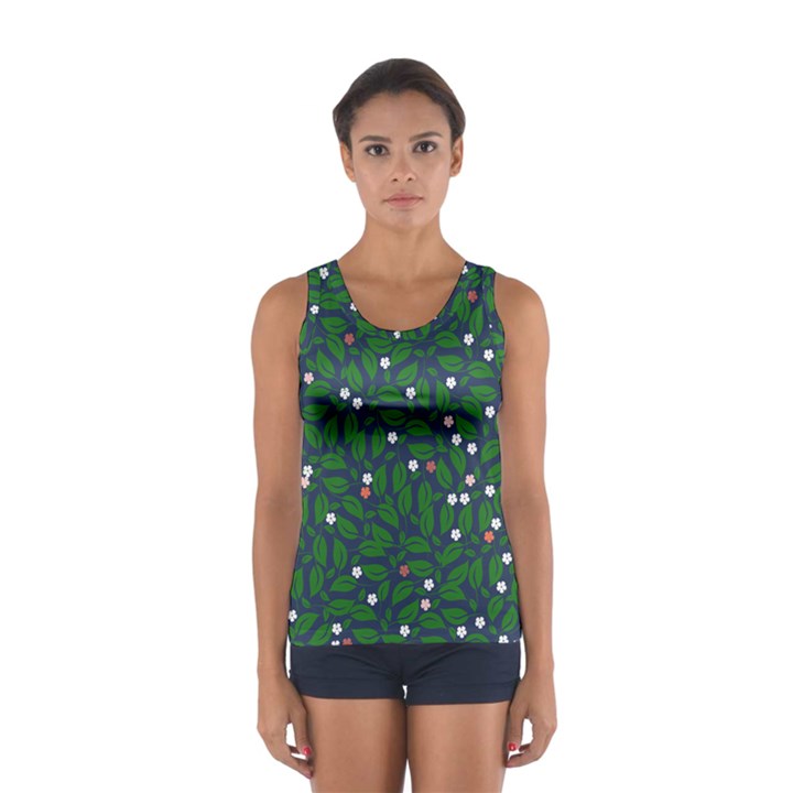 Leaves Flowers Green Background Nature Sport Tank Top 