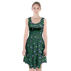 Leaves Flowers Green Background Nature Racerback Midi Dress by Ravend