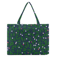 Leaves Flowers Green Background Nature Zipper Medium Tote Bag by Ravend