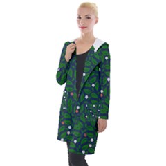 Leaves Flowers Green Background Nature Hooded Pocket Cardigan by Ravend