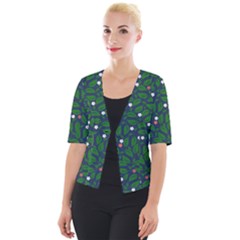 Leaves Flowers Green Background Nature Cropped Button Cardigan by Ravend