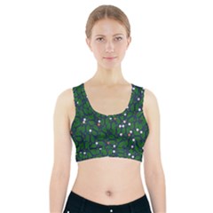 Leaves Flowers Green Background Nature Sports Bra With Pocket by Ravend