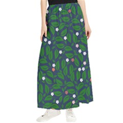 Leaves Flowers Green Background Nature Maxi Chiffon Skirt by Ravend