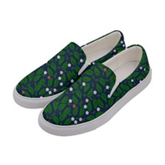 Leaves Flowers Green Background Nature Women s Canvas Slip Ons by Ravend