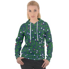 Leaves Flowers Green Background Nature Women s Overhead Hoodie by Ravend