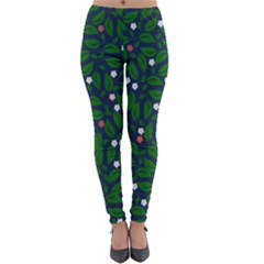 Leaves Flowers Green Background Nature Lightweight Velour Leggings by Ravend