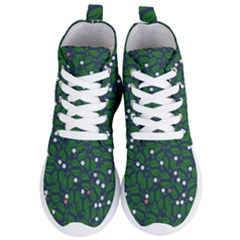 Leaves Flowers Green Background Nature Women s Lightweight High Top Sneakers by Ravend