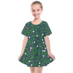 Leaves Flowers Green Background Nature Kids  Smock Dress by Ravend