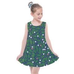 Leaves Flowers Green Background Nature Kids  Summer Dress by Ravend