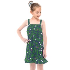 Leaves Flowers Green Background Nature Kids  Overall Dress by Ravend