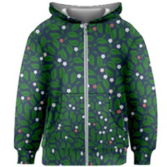 Leaves Flowers Green Background Nature Kids  Zipper Hoodie Without Drawstring by Ravend