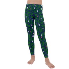 Leaves Flowers Green Background Nature Kids  Lightweight Velour Leggings by Ravend