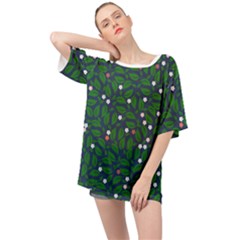 Leaves Flowers Green Background Nature Oversized Chiffon Top by Ravend