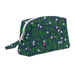 Leaves Flowers Green Background Nature Wristlet Pouch Bag (medium) by Ravend