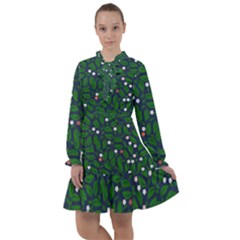 Leaves Flowers Green Background Nature All Frills Chiffon Dress by Ravend