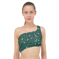 Leaves Flowers Green Background Nature Spliced Up Bikini Top  by Ravend