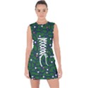 Leaves Flowers Green Background Nature Lace Up Front Bodycon Dress View1