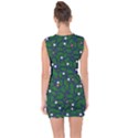 Leaves Flowers Green Background Nature Lace Up Front Bodycon Dress View2