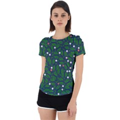 Leaves Flowers Green Background Nature Back Cut Out Sport Tee by Ravend