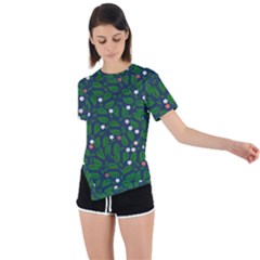 Leaves Flowers Green Background Nature Asymmetrical Short Sleeve Sports Tee by Ravend