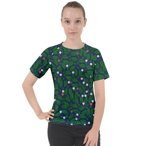 Leaves Flowers Green Background Nature Women s Sport Raglan Tee by Ravend