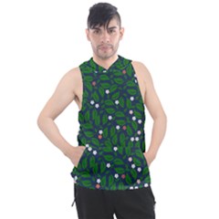 Leaves Flowers Green Background Nature Men s Sleeveless Hoodie by Ravend