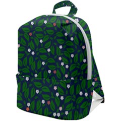 Leaves Flowers Green Background Nature Zip Up Backpack by Ravend