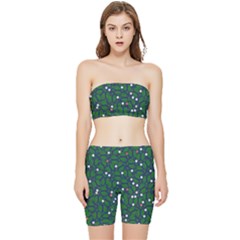 Leaves Flowers Green Background Nature Stretch Shorts And Tube Top Set by Ravend