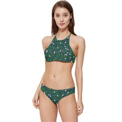 Leaves Flowers Green Background Nature Banded Triangle Bikini Set by Ravend