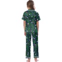 Leaves Flowers Green Background Nature Kids  Satin Short Sleeve Pajamas Set View2