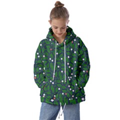 Leaves Flowers Green Background Nature Kids  Oversized Hoodie by Ravend