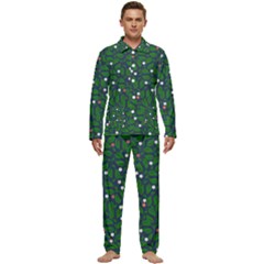 Leaves Flowers Green Background Nature Men s Long Sleeve Velvet Pocket Pajamas Set by Ravend