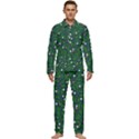 Leaves Flowers Green Background Nature Men s Long Sleeve Velvet Pocket Pajamas Set View1