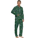 Leaves Flowers Green Background Nature Men s Long Sleeve Velvet Pocket Pajamas Set View2