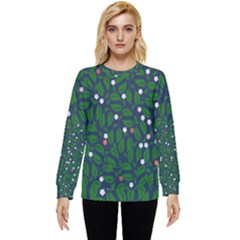 Leaves Flowers Green Background Nature Hidden Pocket Sweatshirt by Ravend