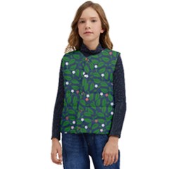 Leaves Flowers Green Background Nature Kid s Short Button Up Puffer Vest	 by Ravend