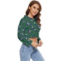 Leaves Flowers Green Background Nature Women s Lightweight Cropped Hoodie View3