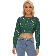 Leaves Flowers Green Background Nature Lightweight Long Sleeve Sweatshirt by Ravend