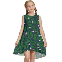 Leaves Flowers Green Background Nature Kids  Frill Swing Dress by Ravend