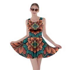 Flower Pattern Modern Floral Skater Dress by Ravend