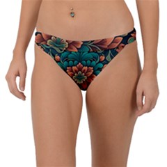 Flower Pattern Modern Floral Band Bikini Bottoms by Ravend