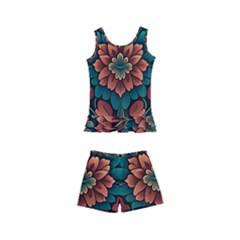 Flower Pattern Modern Floral Kids  Boyleg Swimsuit by Ravend