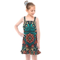 Flower Pattern Modern Floral Kids  Overall Dress by Ravend