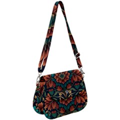 Flower Pattern Modern Floral Saddle Handbag by Ravend