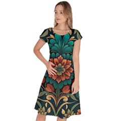 Flower Pattern Modern Floral Classic Short Sleeve Dress by Ravend