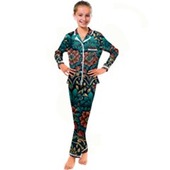 Flower Pattern Modern Floral Kid s Satin Long Sleeve Pajamas Set by Ravend