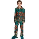 Flower Pattern Modern Floral Kids  Long Sleeve Velvet Pajamas Set View1