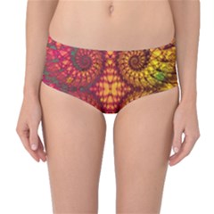 Abstract Art Pattern Fractal Design Mid-waist Bikini Bottoms by Ravend