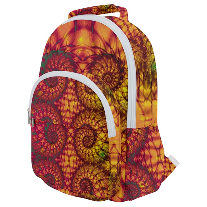 Abstract Art Pattern Fractal Design Rounded Multi Pocket Backpack